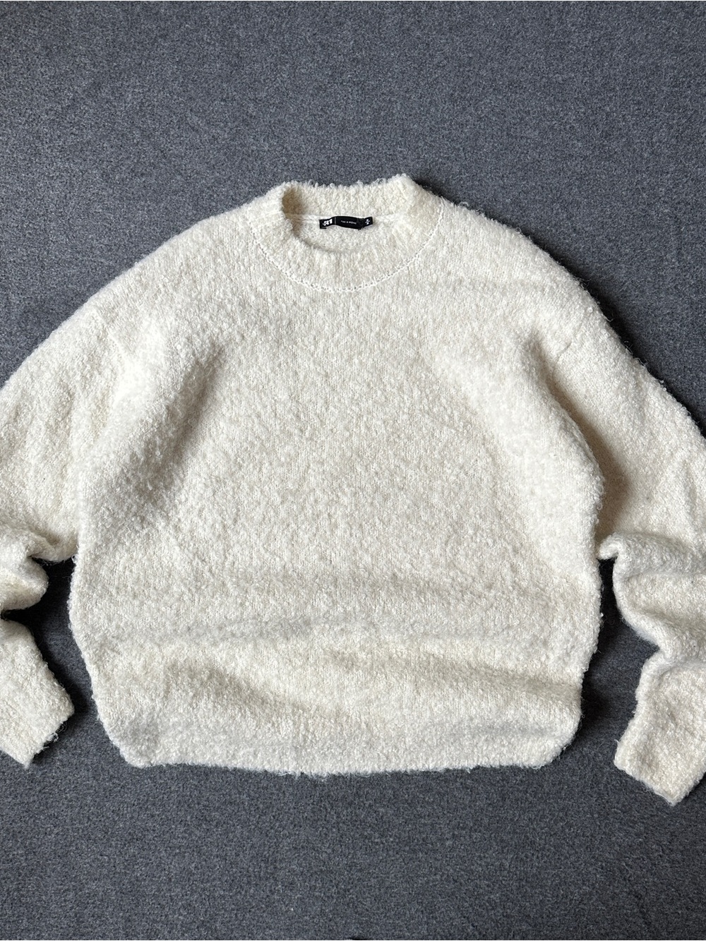 Simons Cream Bouclé Crewneck Sweater